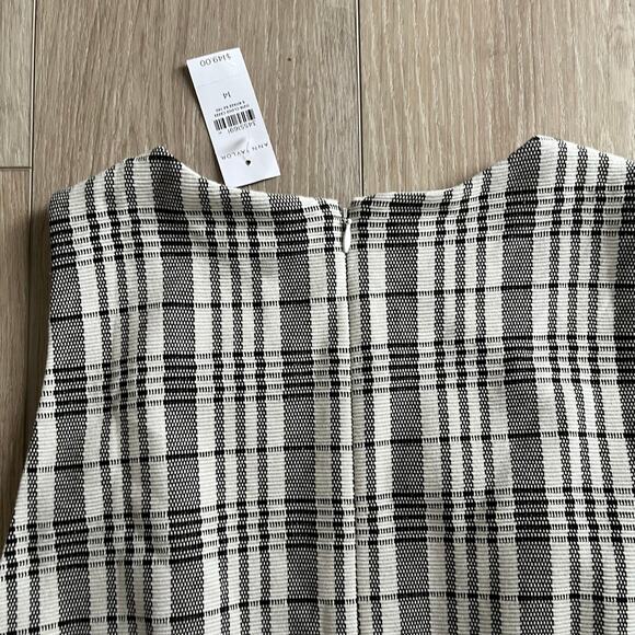 Ann Taylor Women's Black and White Plaid Sheath Dress Size 14 - Picture 6 of 10